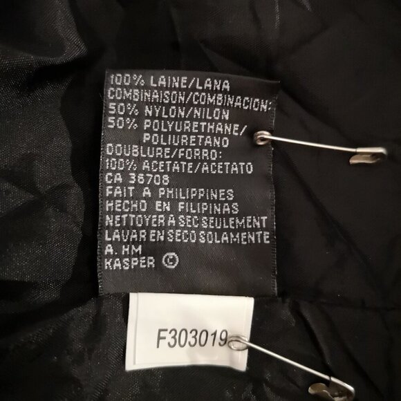 Albert Nipon Ladies Size 10 Black & Dark Grey Fully Lined Wool Blazer - Picture 9 of 12